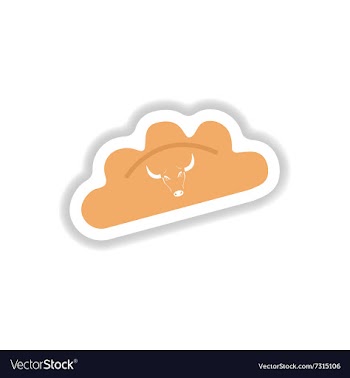 Stylish paper sticker on white dumplings with veal vector image
