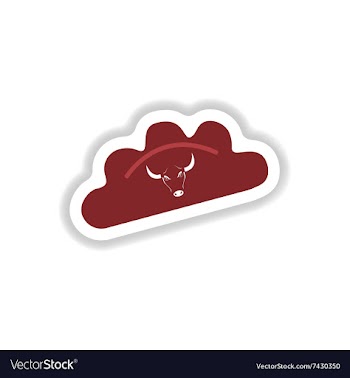 Stylish paper sticker on white dumplings with veal vector image