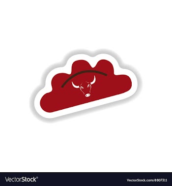 Stylish paper sticker on white dumplings with veal vector image