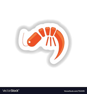 Stylish paper sticker on white seafood shrimp vector image