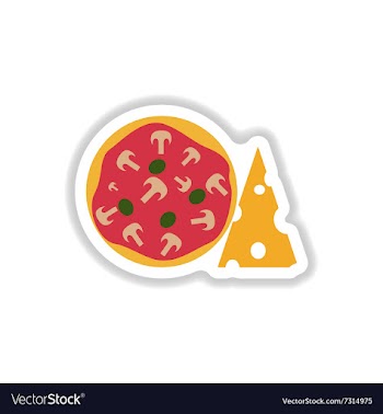 Stylish paper sticker pizza with cheese and vector image