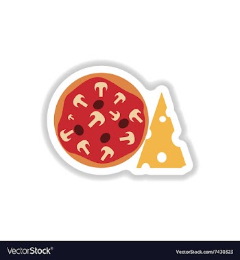 Stylish paper sticker pizza with cheese and vector image