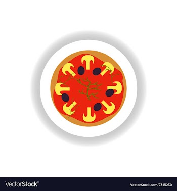 Stylish paper sticker pizza with mushrooms and vector image