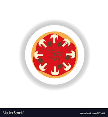 Stylish paper sticker pizza with mushrooms and vector image