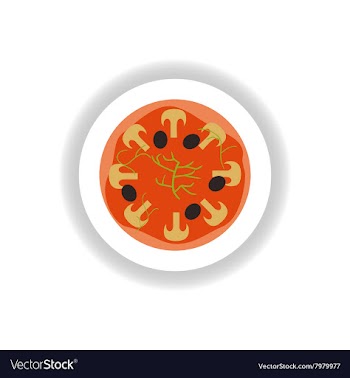 Stylish paper sticker pizza with mushrooms and vector image