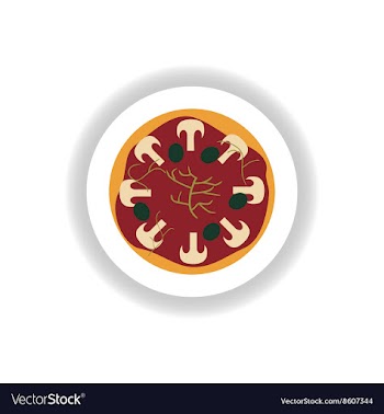 Stylish paper sticker pizza with mushrooms and vector image