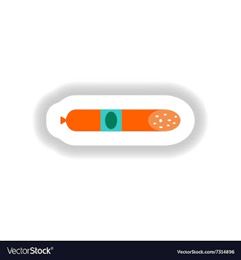 Stylish paper sticker salami sausage with lard vector image