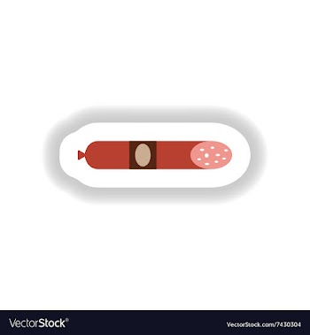 Stylish paper sticker salami sausage with lard vector image