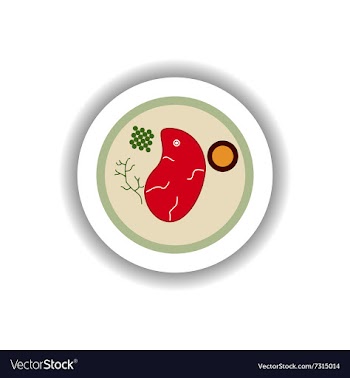 Stylish paper sticker steak on a plate vector image