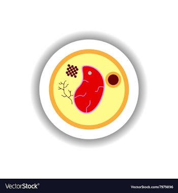 Stylish paper sticker steak on a plate vector image