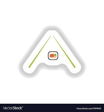 Stylish paper sticker sushi rolls and chopsticks vector image