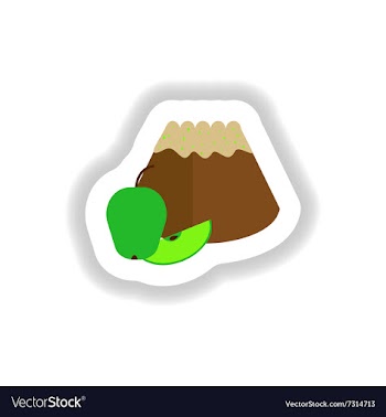 Stylish paper sticker sweet bun with apple vector image