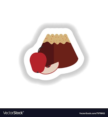 Stylish paper sticker sweet bun with apple vector image