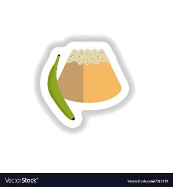 Stylish paper sticker sweet bun with banana vector image