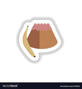 Stylish paper sticker sweet bun with banana vector image