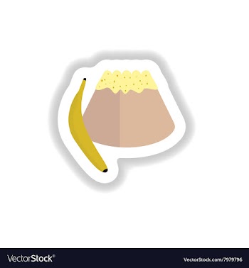 Stylish paper sticker sweet bun with banana vector image