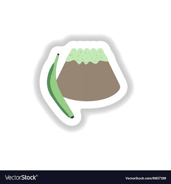 Stylish paper sticker sweet bun with banana vector image