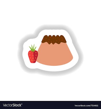 Stylish paper sticker sweet Bun with strawberries vector image