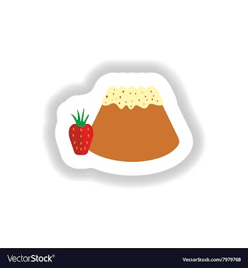 Stylish paper sticker sweet Bun with strawberries vector image