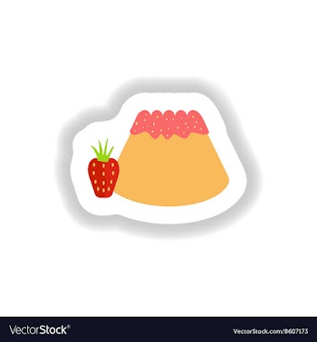 Stylish paper sticker sweet Bun with strawberries vector image