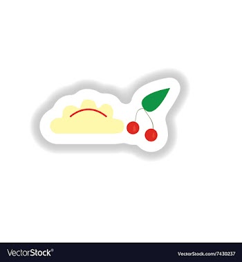 Stylish paper sticker Ukrainian dumplings with vector image