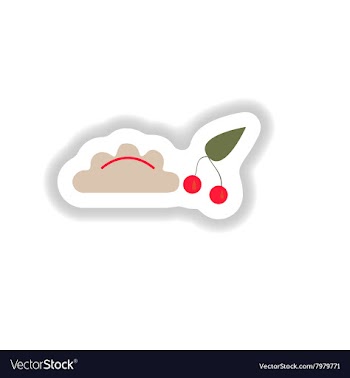 Stylish paper sticker Ukrainian dumplings with vector image
