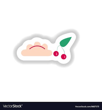Stylish paper sticker Ukrainian dumplings with vector image