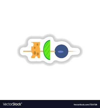 Stylish paper sticker vegetables and cheese vector image