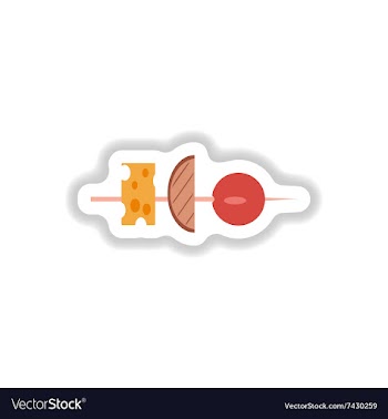 Stylish paper sticker vegetables and cheese vector image