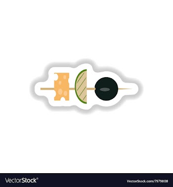 Stylish paper sticker vegetables and cheese vector image