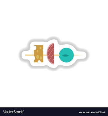 Stylish paper sticker vegetables and cheese vector image