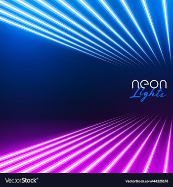 stylish perspective neon light lines in blue and