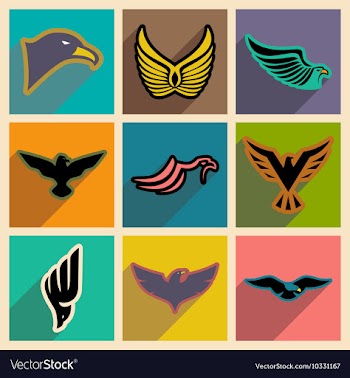 Stylish set of eagles vector image