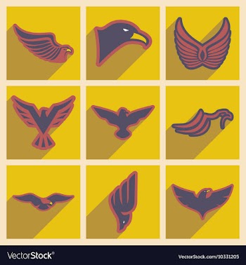 Stylish set of eagles vector image