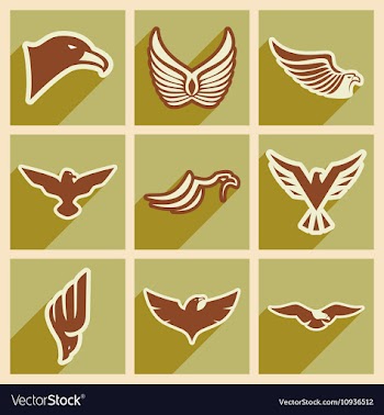 Stylish set of eagles vector image