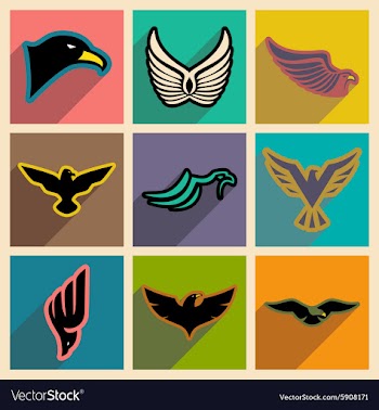 Stylish set of eagles vector image