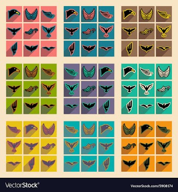 Stylish set of eagles vector image