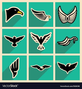 Stylish set of eagles vector image