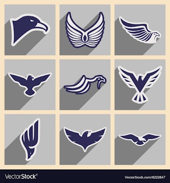 Stylish set of eagles vector image
