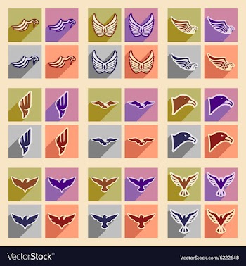 Stylish set of eagles vector image