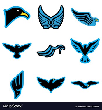 Stylish set of eagles vector image