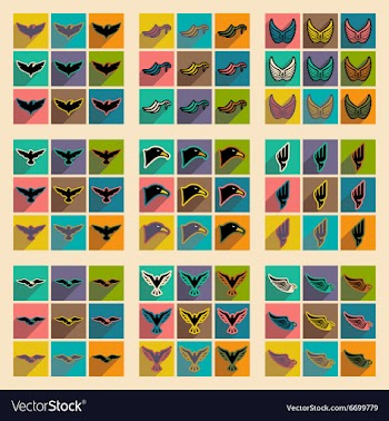 Stylish set of eagles vector image