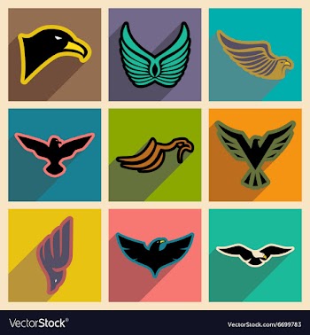 Stylish set of eagles vector image