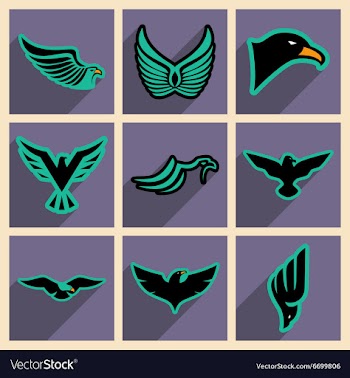 Stylish set of eagles vector image