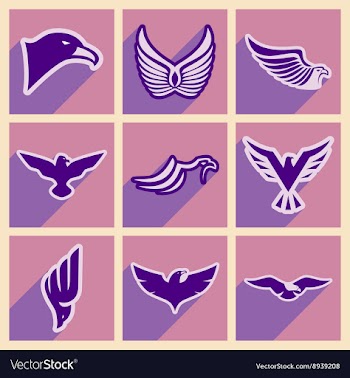 Stylish set of eagles vector image