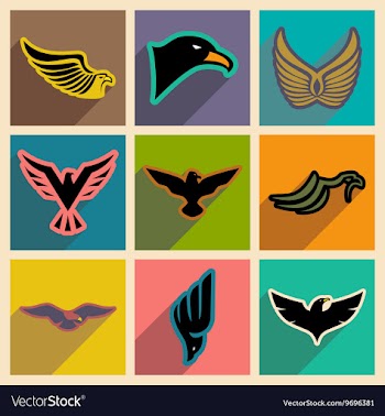 Stylish set of eagles vector image