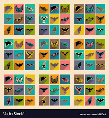 Stylish set of eagles vector image