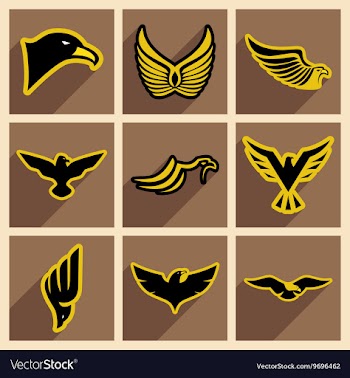 Stylish set of eagles vector image