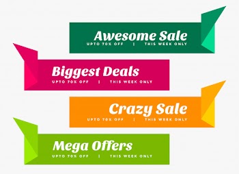Stylish set of sale banners in origami style Free Vector