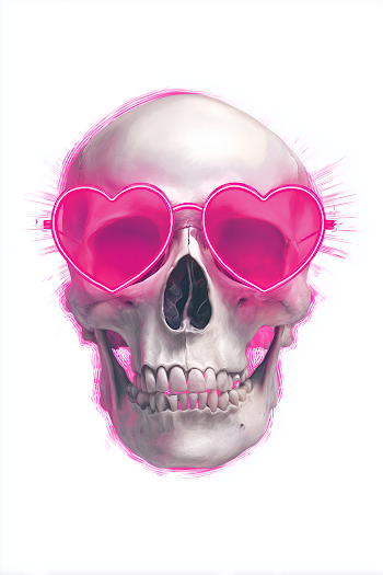 Stylish Skull with Heart-Shaped Sunglasses